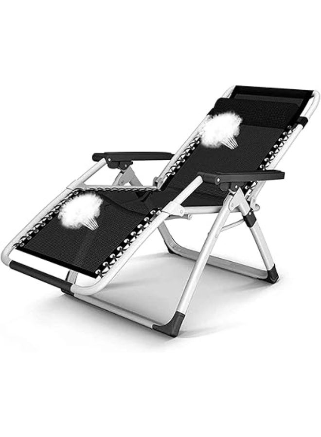 Lightweight Folding Chair, Reclining Balcony Garden Lounge Chair, Office Lunch Bed, Outdoor Travel Beach Camping Sun Lounger, Adjustable Headrest, Detachable Cotton Pad, Load 200kg (Color : A) - Image 3
